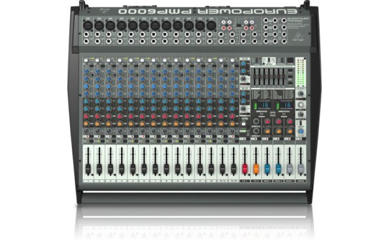 Behringer PMP6000 - микшер-усилит,2х800 Вт,12 моно/4 стер,эквалайзер,эффекты,подавитель обр.связи