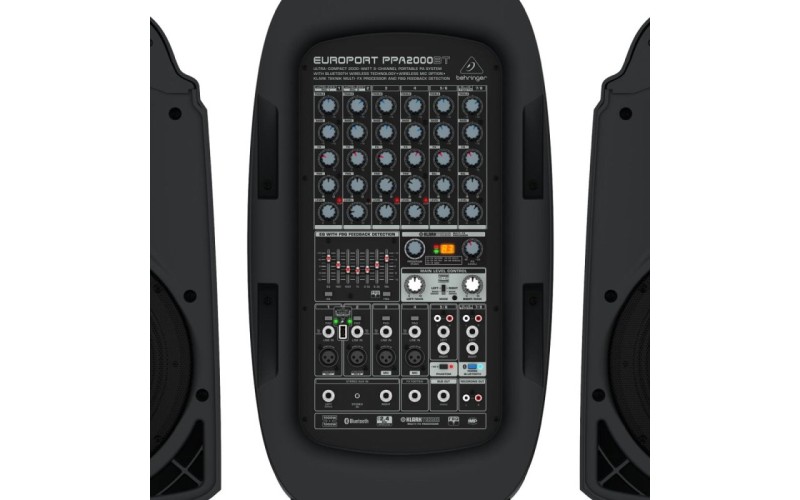 Behringer PPA2000BT - 8-канальная портативная система звукоусиления, 2х1000Вт 4Ом, 2х500Вт 8Ом, DSP