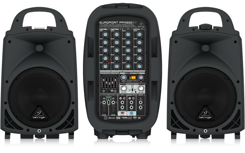 Behringer PPA500BT - 6-канальная портативная система звукоусиления, 2х250Вт 4Ом, 2х160Вт 8Ом, DSP