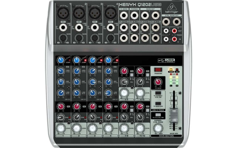 Behringer Q1202USB - микшер 4 моно, 4 стерео канала, эквалайзер, микр.предусил, USB