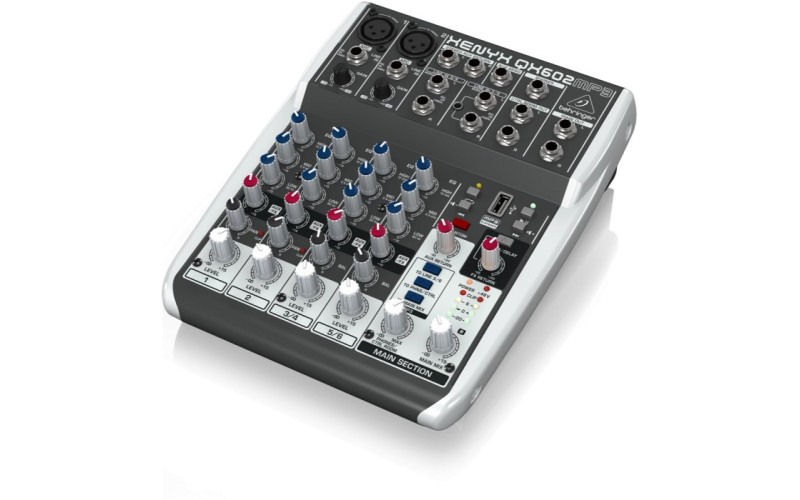 Behringer QX602MP3 - микшер, 6 каналов, 2 микр. предусил. XENYX, USB МР3 плеер, British EQ, Multi FX