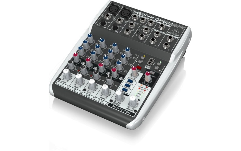 Behringer QX602MP3 - микшер, 6 каналов, 2 микр. предусил. XENYX, USB МР3 плеер, British EQ, Multi FX