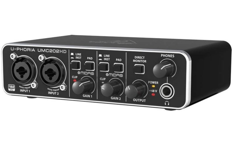 BEHRINGER UMC202HD внешний интерфейс USB для записи и воспроизведения звука (PC / MAC)