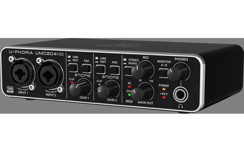 BEHRINGER UMC204HD внешний USB / MIDI интерфейс для записи и воспроизведения звука на PC или MAC