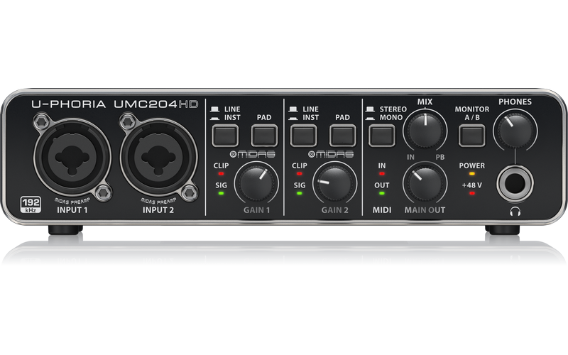 BEHRINGER UMC204HD внешний USB / MIDI интерфейс для записи и воспроизведения звука на PC или MAC