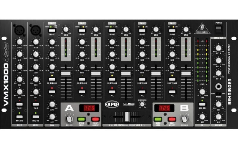 Behringer VMX1000USB - микшер для DJ, 7-канальный,встроенный USB-интерфейс, МАС, РС, микр.предусил.