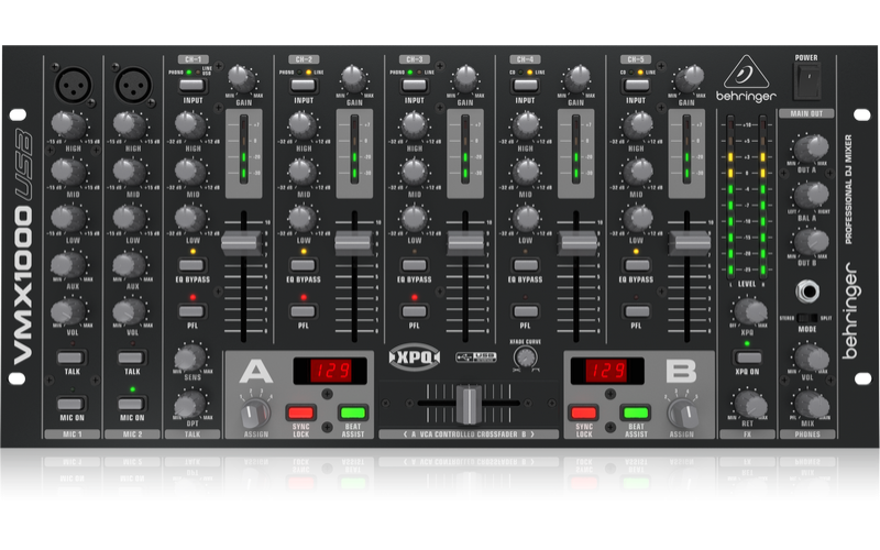 Behringer VMX1000USB - микшер для DJ, 7-канальный,встроенный USB-интерфейс, МАС, РС, микр.предусил.