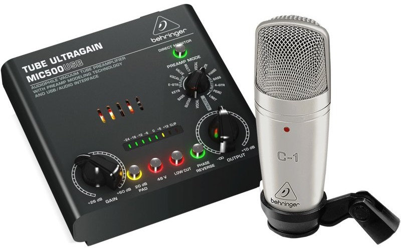 BEHRINGER VOICE STUDIO - комплект для звукозаписи, ламповый предусилитель MIC500USB
