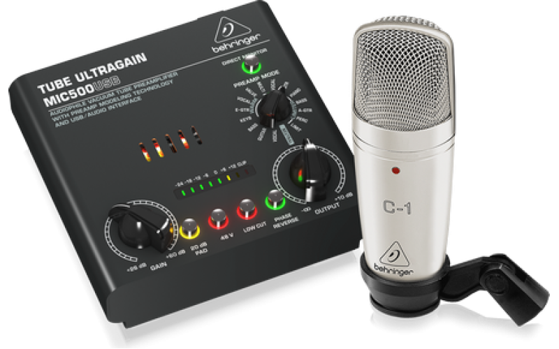 BEHRINGER VOICE STUDIO - комплект для звукозаписи, ламповый предусилитель MIC500USB