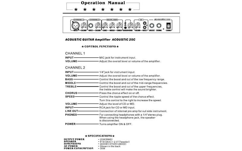 BELCAT Acoustic 25C комбик для акустической гитары, 25W
