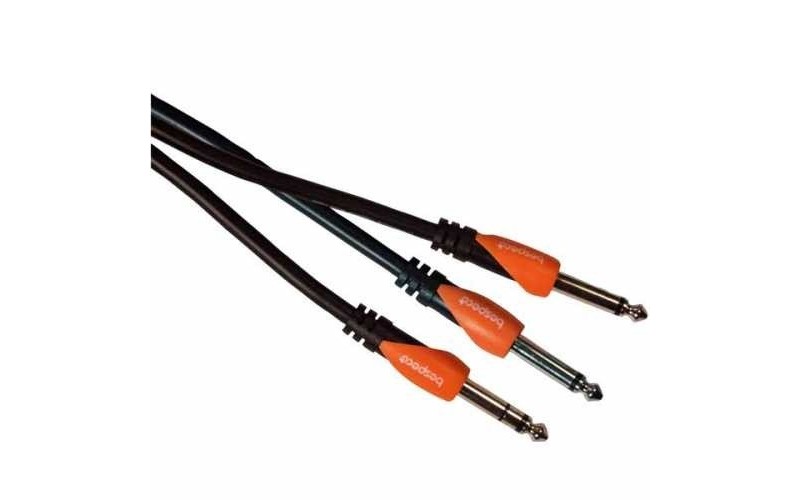 BESPECO Silos SLYS2J300 - кабель распаянный инструментальный Jack 6,5 мм - 2хJack 6,5 мм  3 м