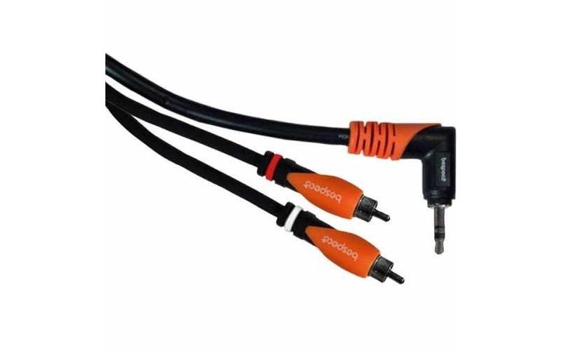 BESPECO SLYMPR300 кабель распаянный угловой 90° стерео-джек 3,5 мм x два RCA(папа), 3 m