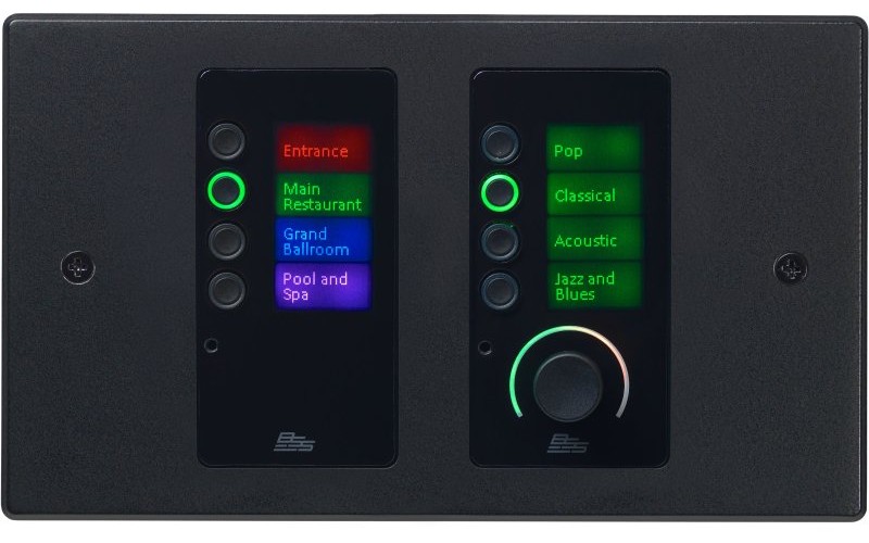 BSS EC-8BV-BLK-EU Ethernet панельный контроллер с 8 кнопками и регулятором уровня