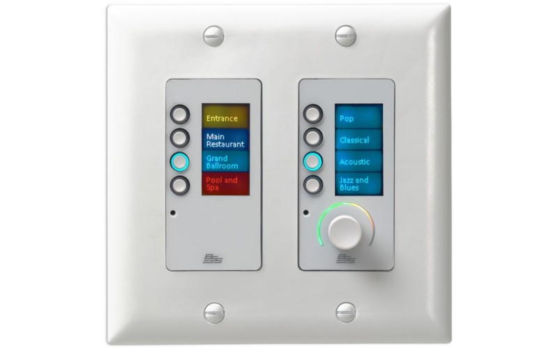 BSS EC-8BV-WHT-EU - панельный контроллер с 8 кнопками и регулятором уровня,  Ethernet , цвет белый