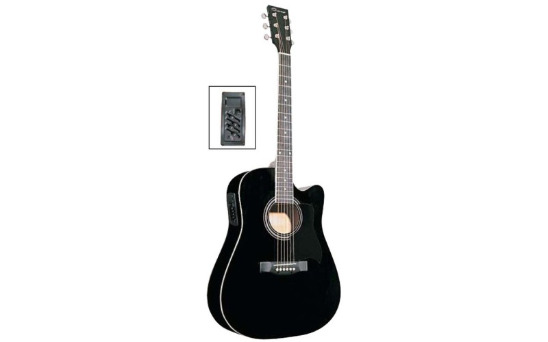 Caraya F641EQ BK Электро-акустическая гитара, с вырезом, черная