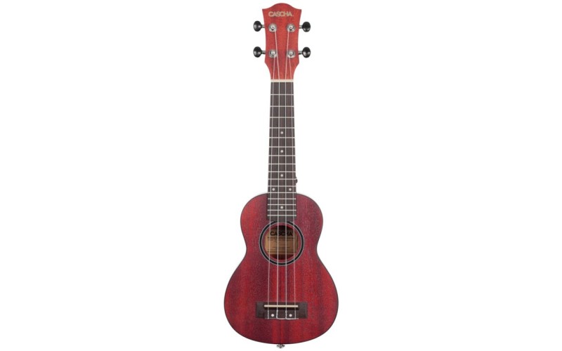 Cascha HH-2263 Mahogany Series Укулеле сопрано, с чехлом, красный