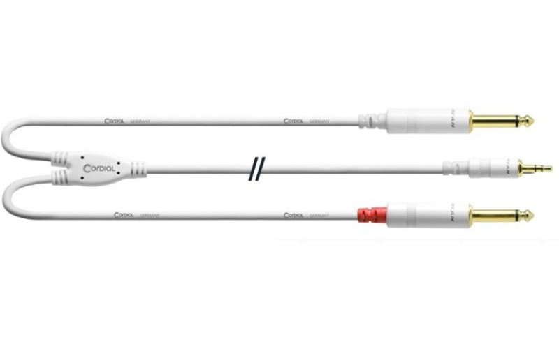Cordial CFY 3 WPP-SNOW аудио кабель Y-адаптер джек стерео 3,5 мм/2xмоно-джек 6,3 мм male, 3м, белый
