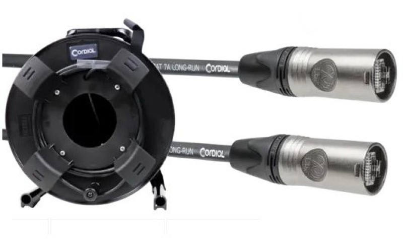 Cordial CSE 150 NN 7A LONG-RUN-SD кабель Cat7A с разъемами Neutrik NE8MX6, на катушке, 150м, черный