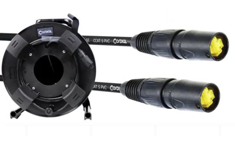 Cordial CSE 75 NN 5 SD-PVC кабель Cat5e с разъемами Neutrik NE8MX-B-1, на катушке, 75м, черный