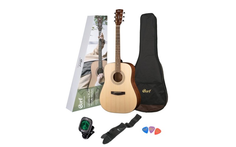 Cort EARTHPACK OP Earth Series Акустическая гитара+аксессуары, цвет натуральный
