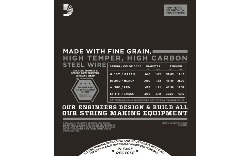 D'ADDARIO ECB80 - струны для бас-гитары, 40-95