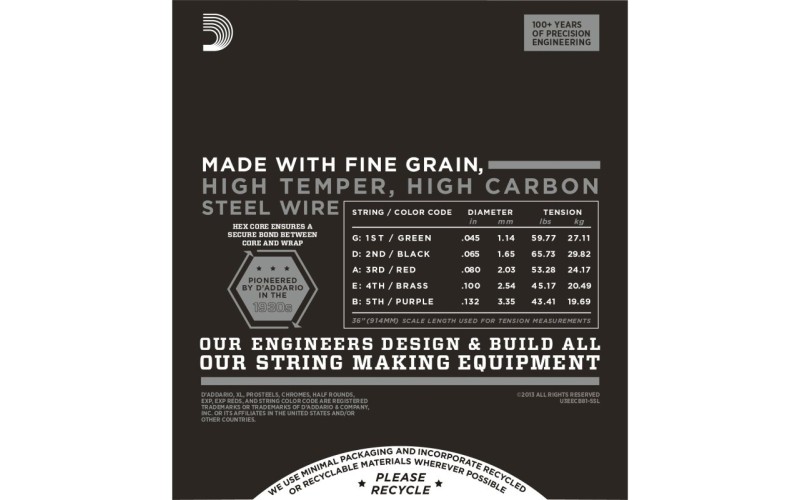 D'ADDARIO ECB81-5SL - струны для 5 струнной бас-гитары