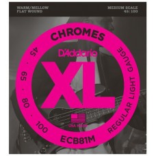 D'Addario ECB81M Chromes Bass Комплект струн для бас-гитары, Light, 45-100, Medium Scale