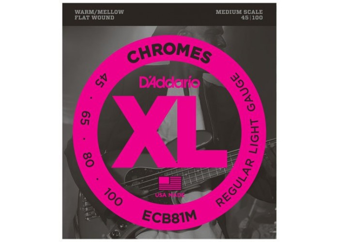 D'Addario ECB81M Chromes Bass Комплект струн для бас-гитары, Light, 45-100, Medium Scale