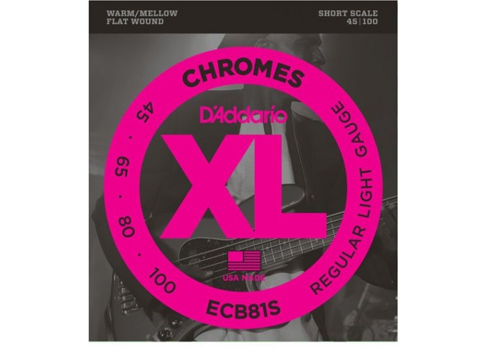 D'Addario ECB81S Chromes Bass Комплект струн для бас-гитары, Light, 45-100, Short Scale