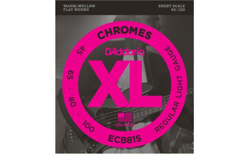 D'Addario ECB81S Chromes Bass Комплект струн для бас-гитары, Light, 45-100, Short Scale