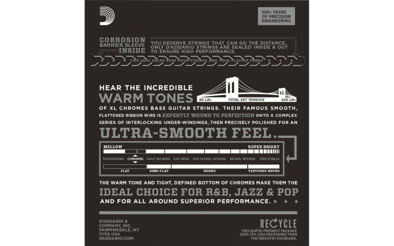 D'ADDARIO ECB81SL струны для бас-гитары, 45-100