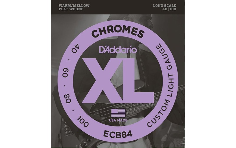 D'Addario ECB84 Chromes Bass Комплект струн для бас-гитары, Custom Light, 40-100