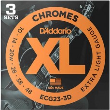 D'Addario ECG23-3D Chromes Cтруны для электрогитары, Extra Light, 10-48, 3 комплекта