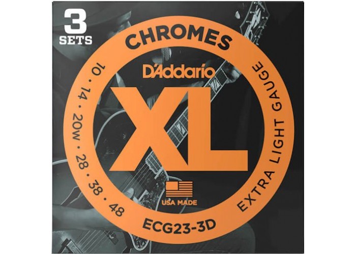 D'Addario ECG23-3D Chromes Cтруны для электрогитары, Extra Light, 10-48, 3 комплекта