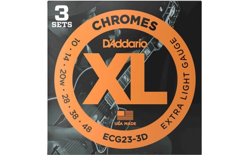 D'Addario ECG23-3D Chromes Cтруны для электрогитары, Extra Light, 10-48, 3 комплекта