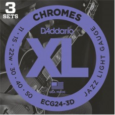 D'Addario ECG24-3D Chromes Cтруны для электрогитары, Jazz Light, 11-50, 3 комплекта