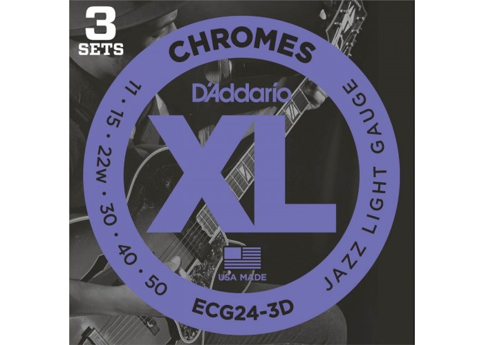 D'Addario ECG24-3D Chromes Cтруны для электрогитары, Jazz Light, 11-50, 3 комплекта