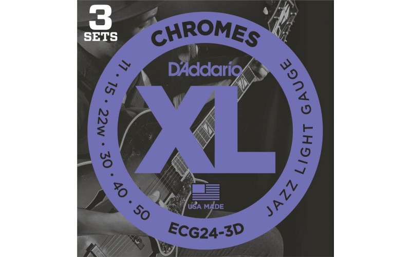 D'Addario ECG24-3D Chromes Cтруны для электрогитары, Jazz Light, 11-50, 3 комплекта