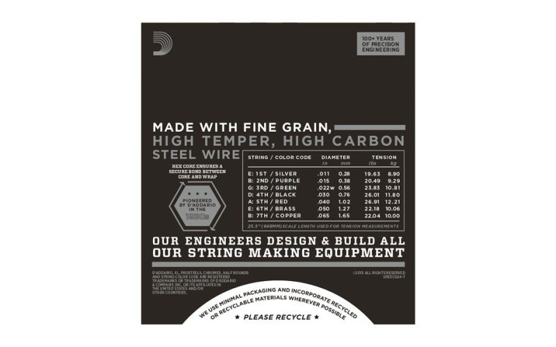 D'ADDARIO ECG24-7 струны для 7 струнной электрогитары