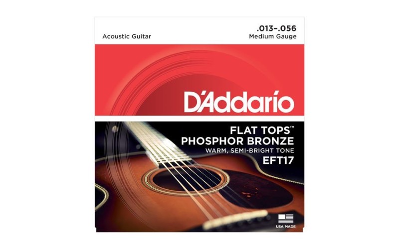 D'ADDARIO EFT17 струны для акустической гитары, фосфор бронза, Medium 13-56 полукруглая оплетка