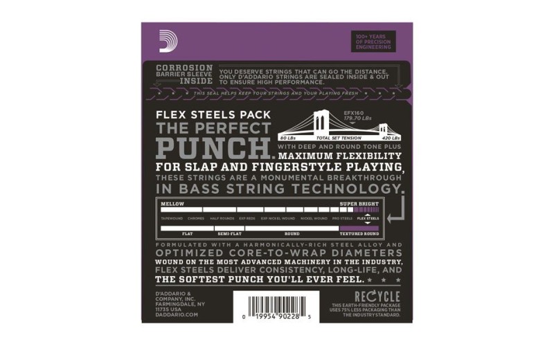 D'ADDARIO EFX160 струны для бас гитары Medium, 50-105