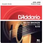 D'ADDARIO EJ12 струны для акустической гитары, бронза, 80/20, Medium, 13-56