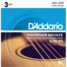 D'ADDARIO EJ16-3D 3 комплекта струн для акустической гитары