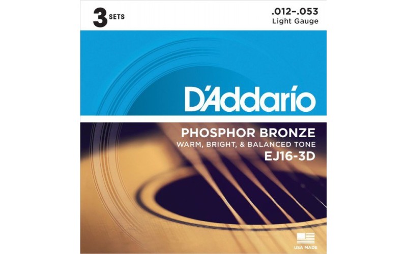 D'ADDARIO EJ16-3D 3 комплекта струн для акустической гитары