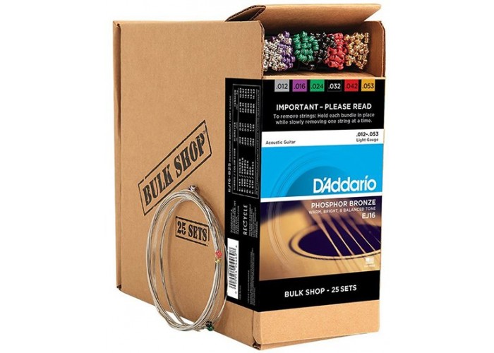 D'Addario EJ16-B25 Phosphor Bronze Струны для акустической гитары ф/бронза, 25 комплектов, 12-53