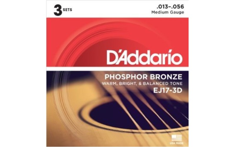 D'ADDARIO EJ17-3D - Струны для акустической гитары, набор