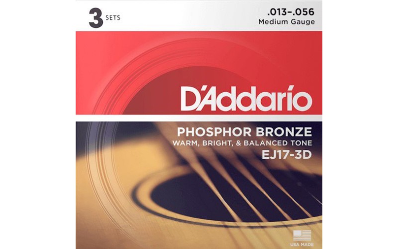 D'ADDARIO EJ17-3D - Струны для акустической гитары, набор