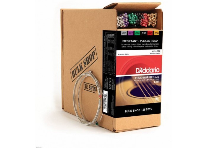 D'Addario EJ17-B25 Phosphor Bronze Струны для акустической гитары фосф.бронза, 25 комплектов, 13-56