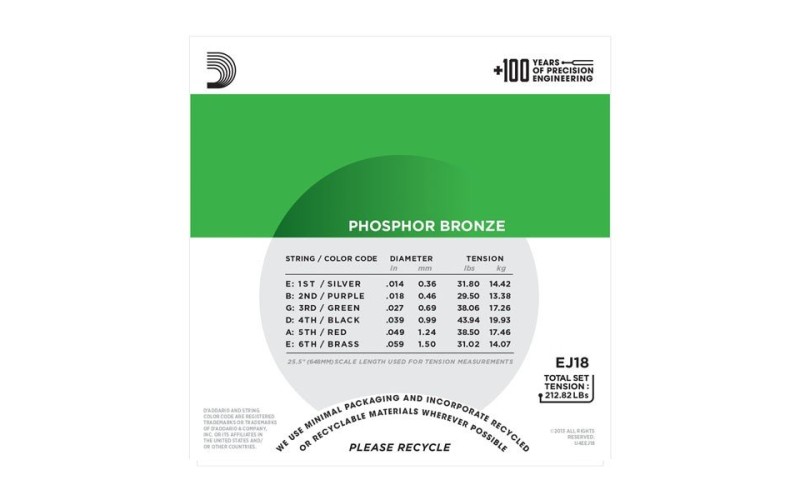 D'ADDARIO EJ18 - струны для акустической гитары, 14-59