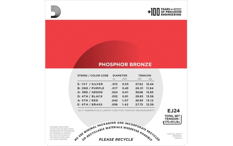 D'ADDARIO EJ24 - струны для акустической гитары, 13-56